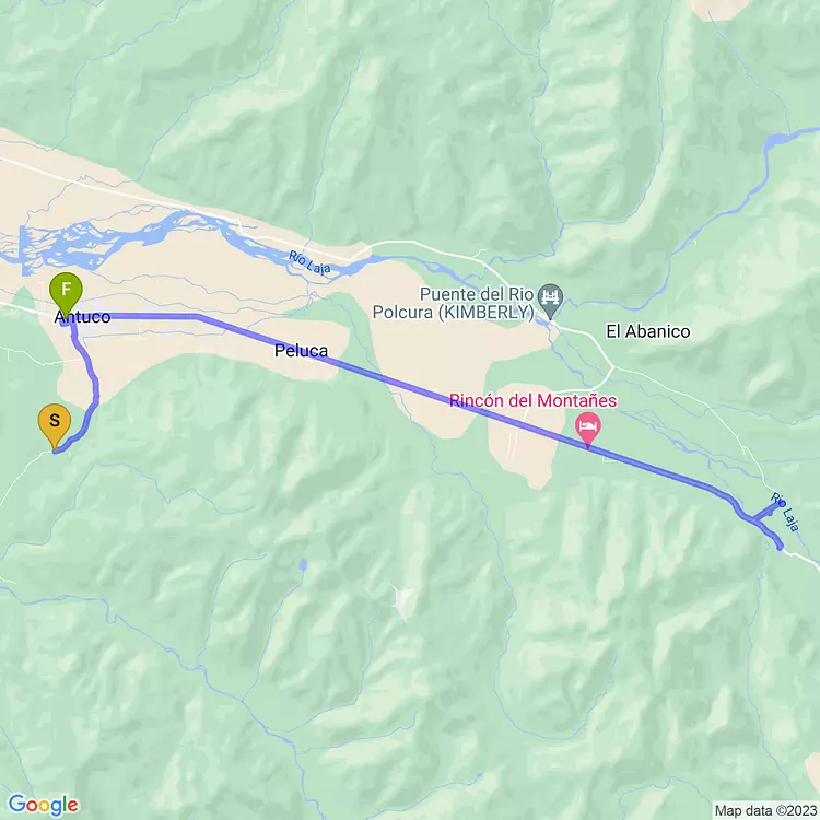 map of Antuco towards Laja