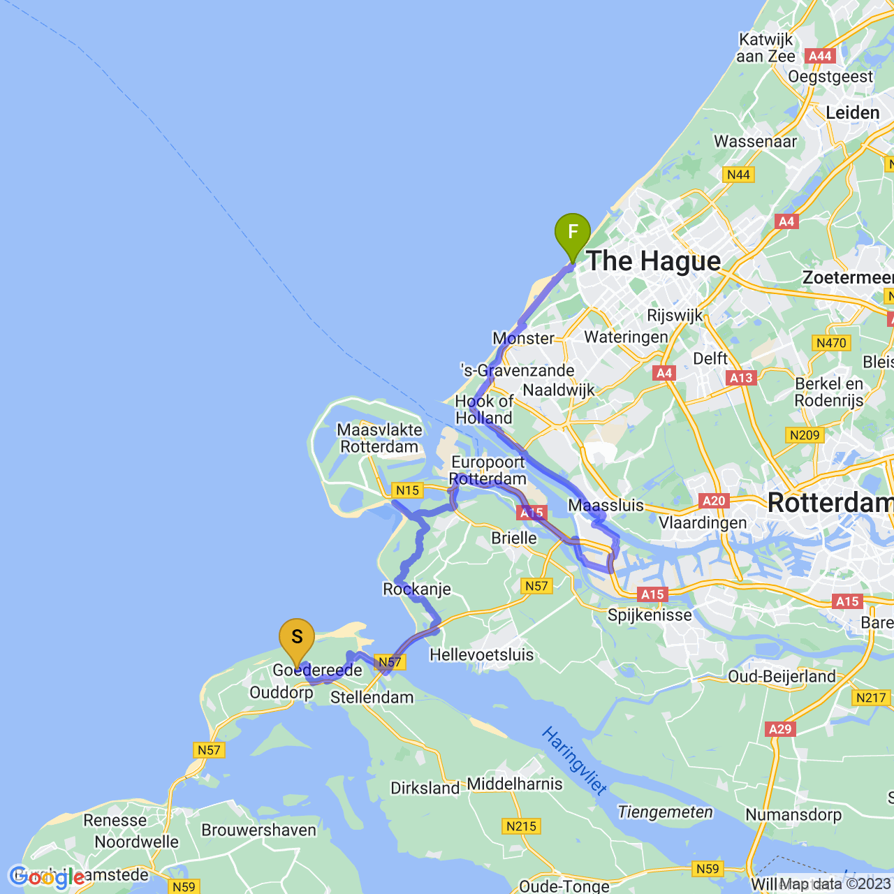 map of Day 5: Camping -> (close to) The Hague