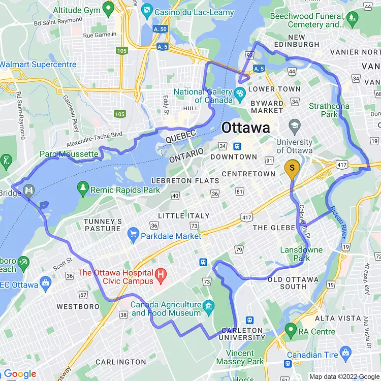 map of nice loop around Ottawa