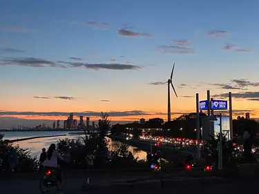 a city landscape at sunset