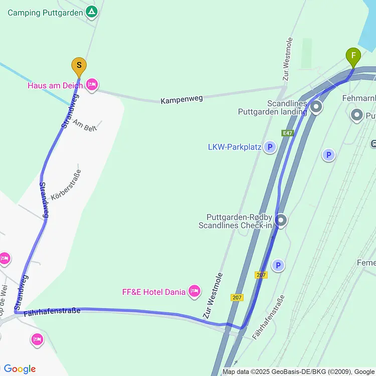 map of Ferry to Denmark #eurobiketrip