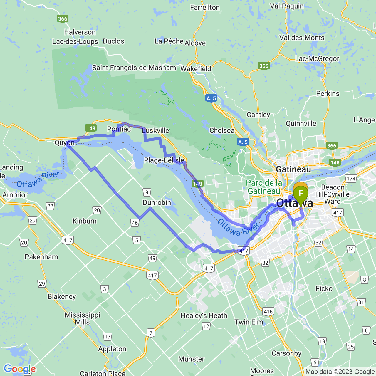 Map of Quyon Ferry loop