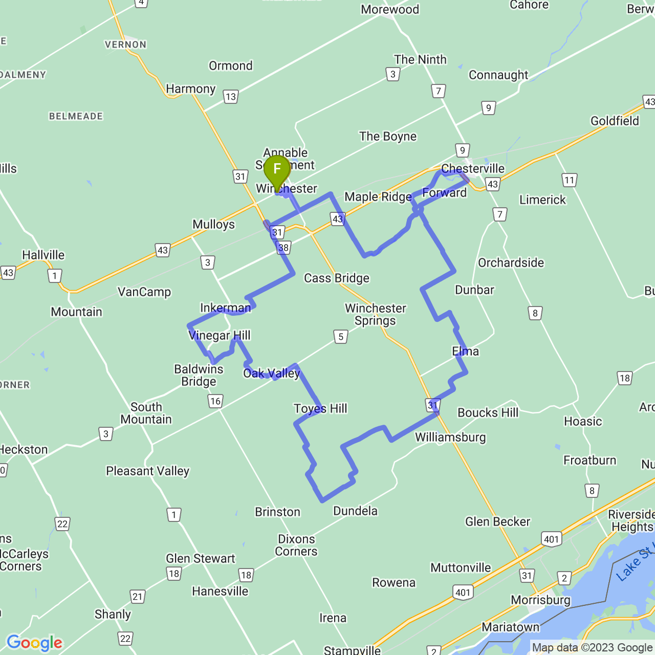 Map of Winchester Milk Run 🐄