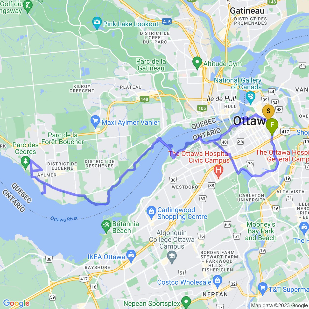 map of Aylmer with the gang