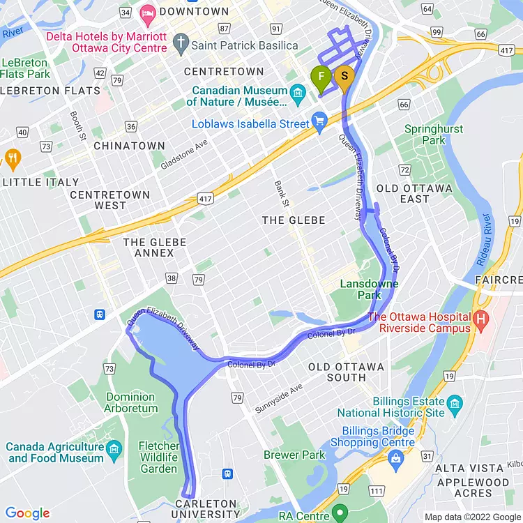 map of Night Ride through the Arboretum