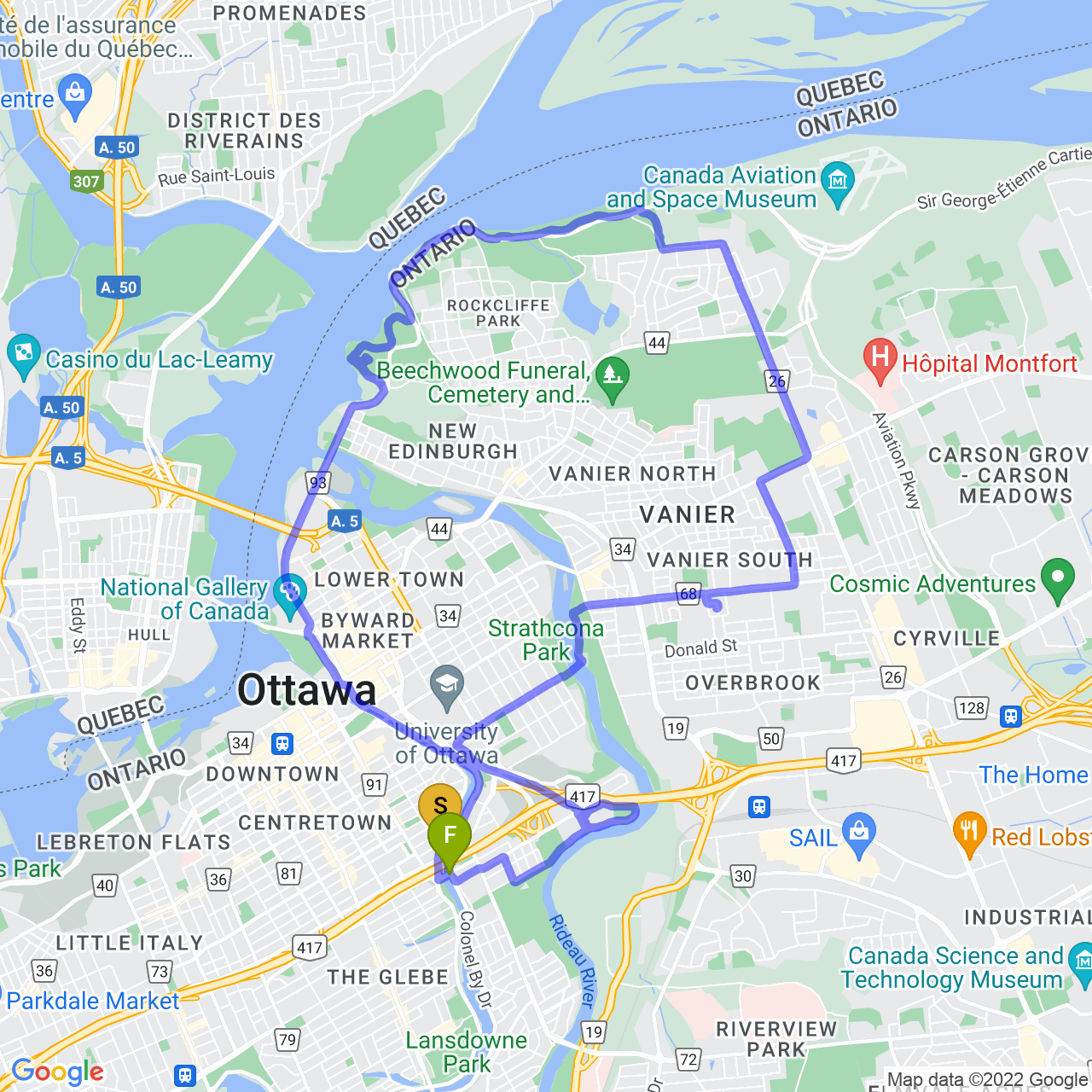 map of Afternoon Ride