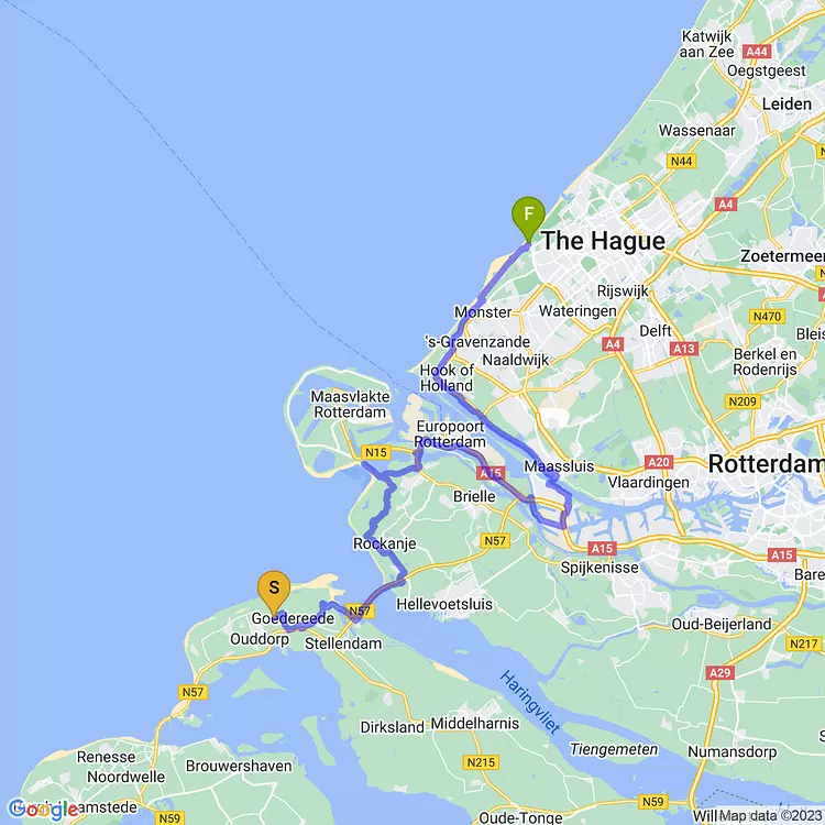 map of Day 5: Camping -> (close to) The Hague