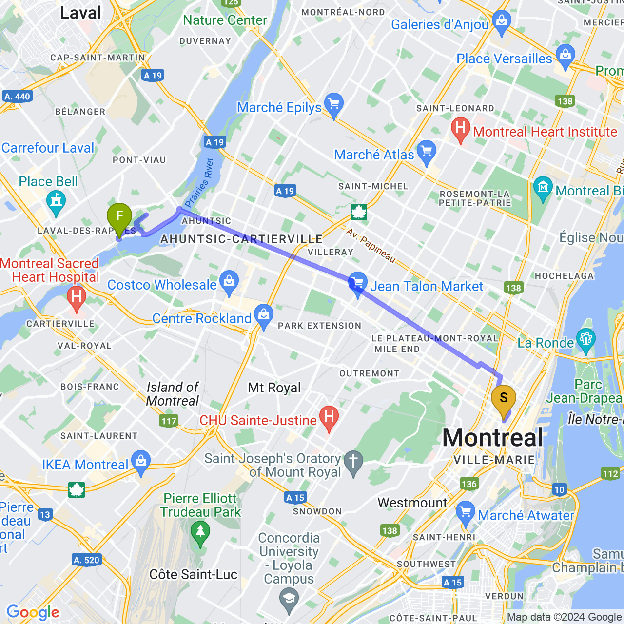 map of leaving MTL