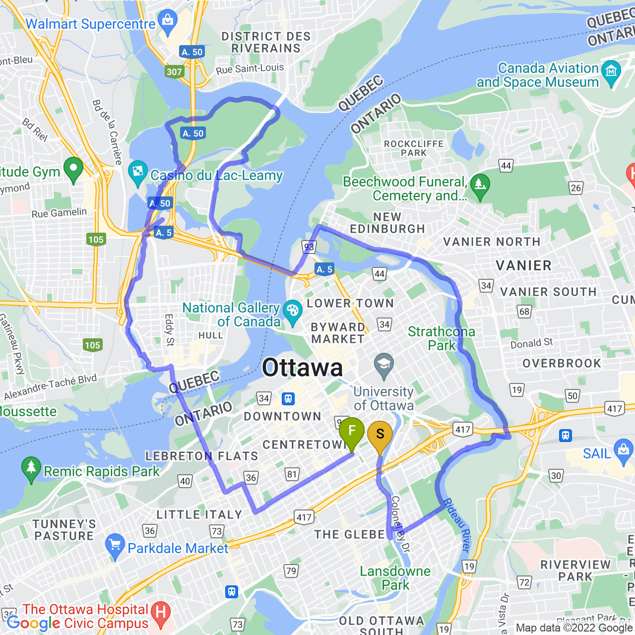 Map of Chill Loop to Lake Leamy