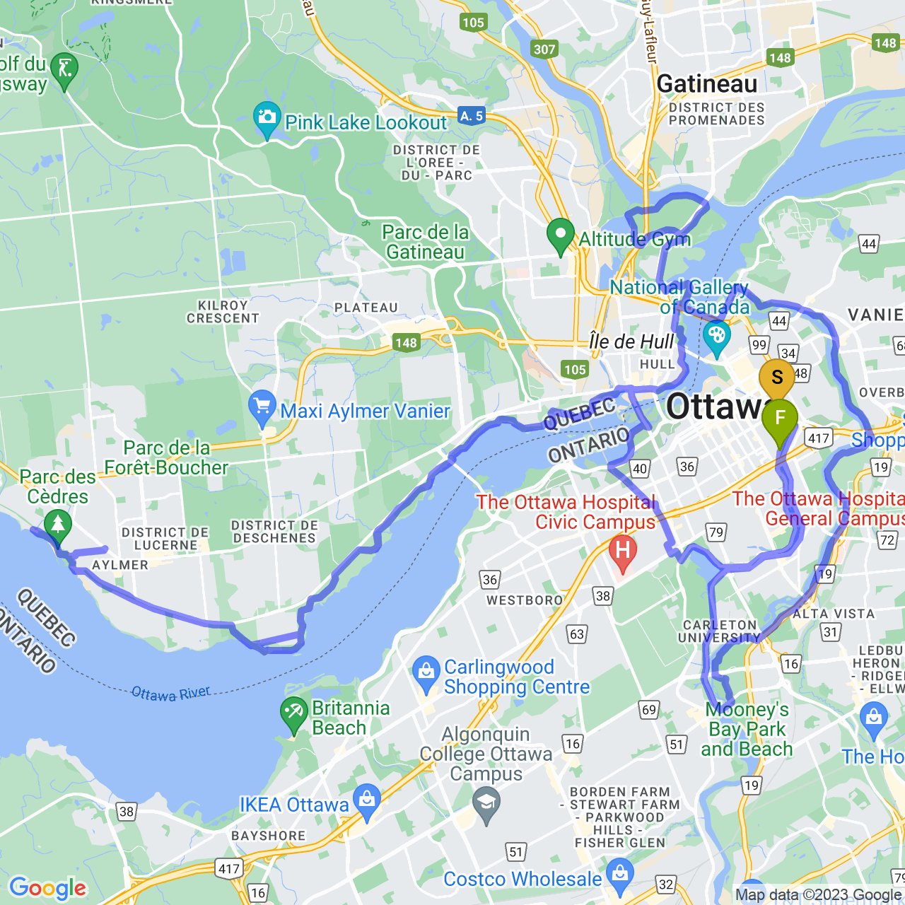 map of Afternoon Ride