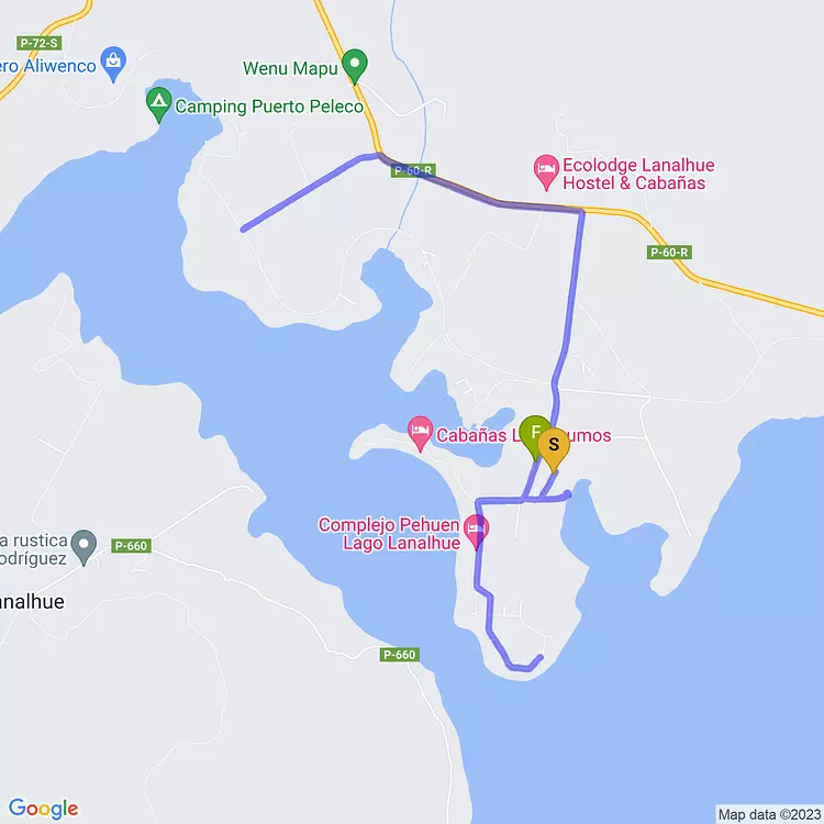 map of Sunset at Lanalhue Lake