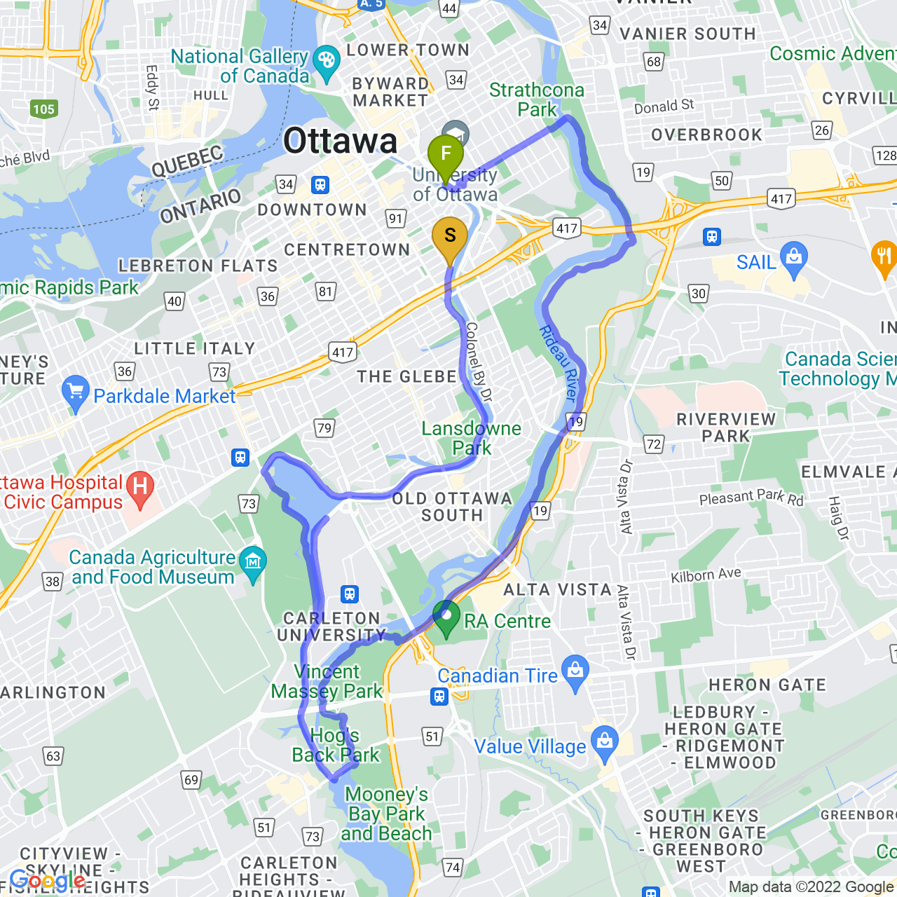 map of Afternoon Ride