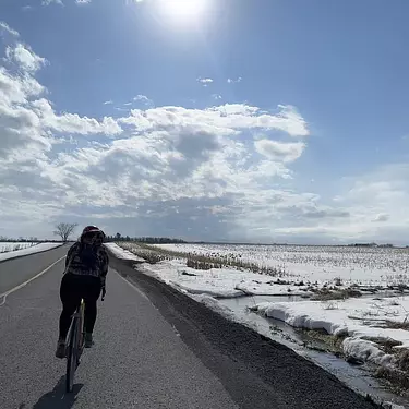 Riding through snow fields