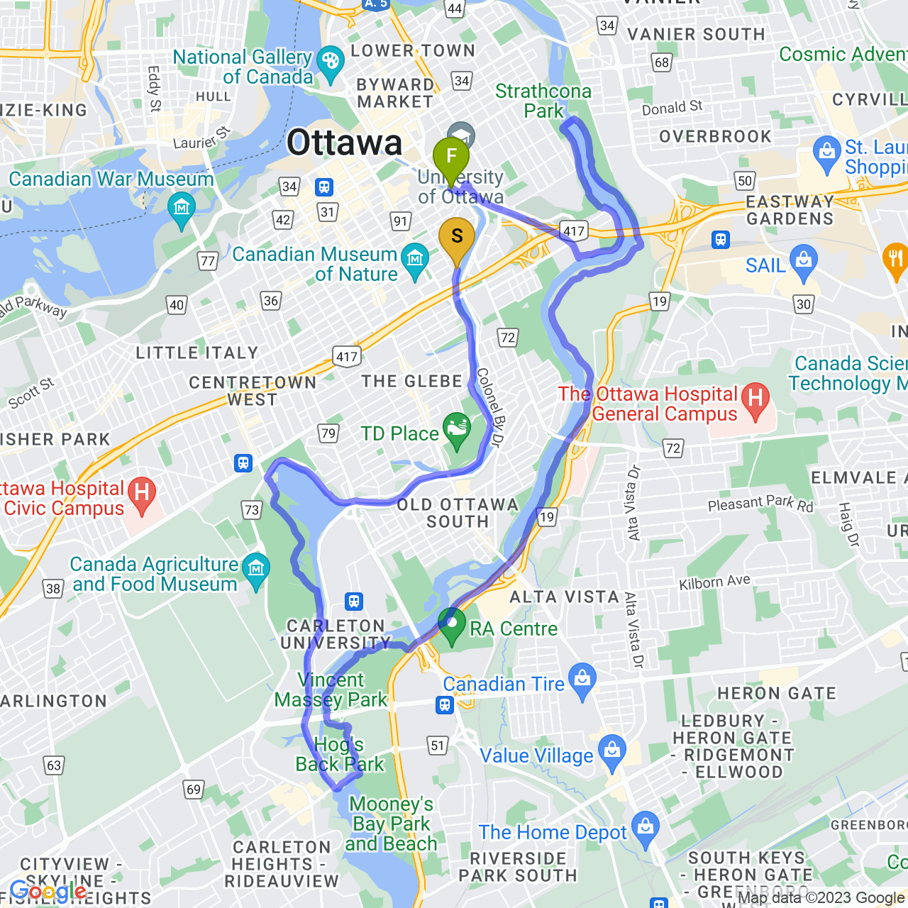map of cool down ride