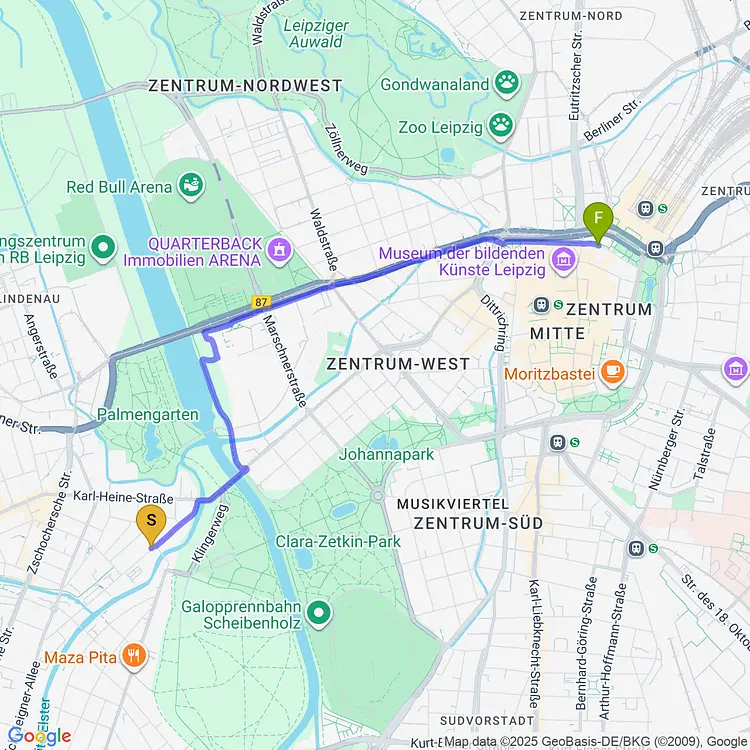 map of to Leipzig Hauptbahnhof