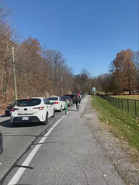 bikes passing all the cars
