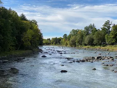 a river with rocks and trees