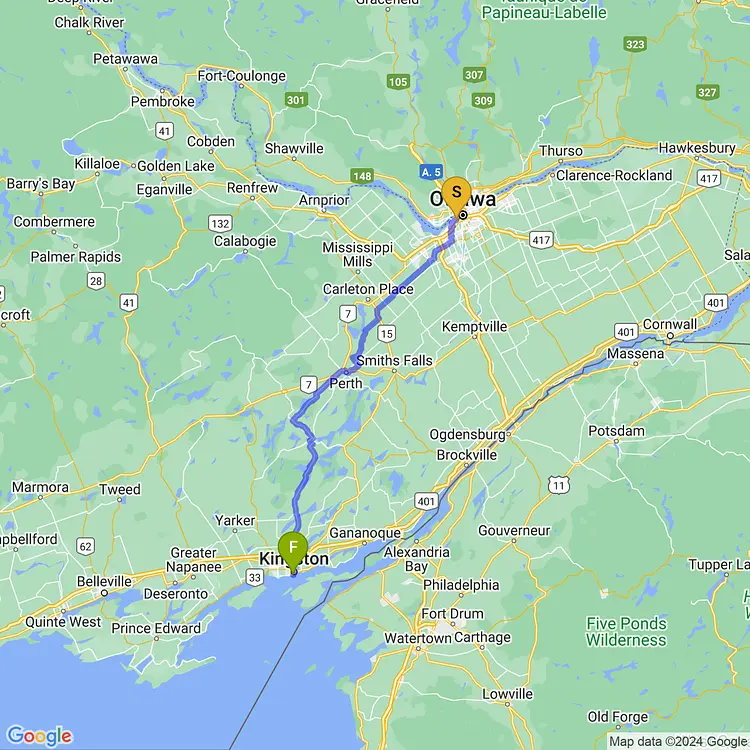 map of Rideau Lakes Tour 2024