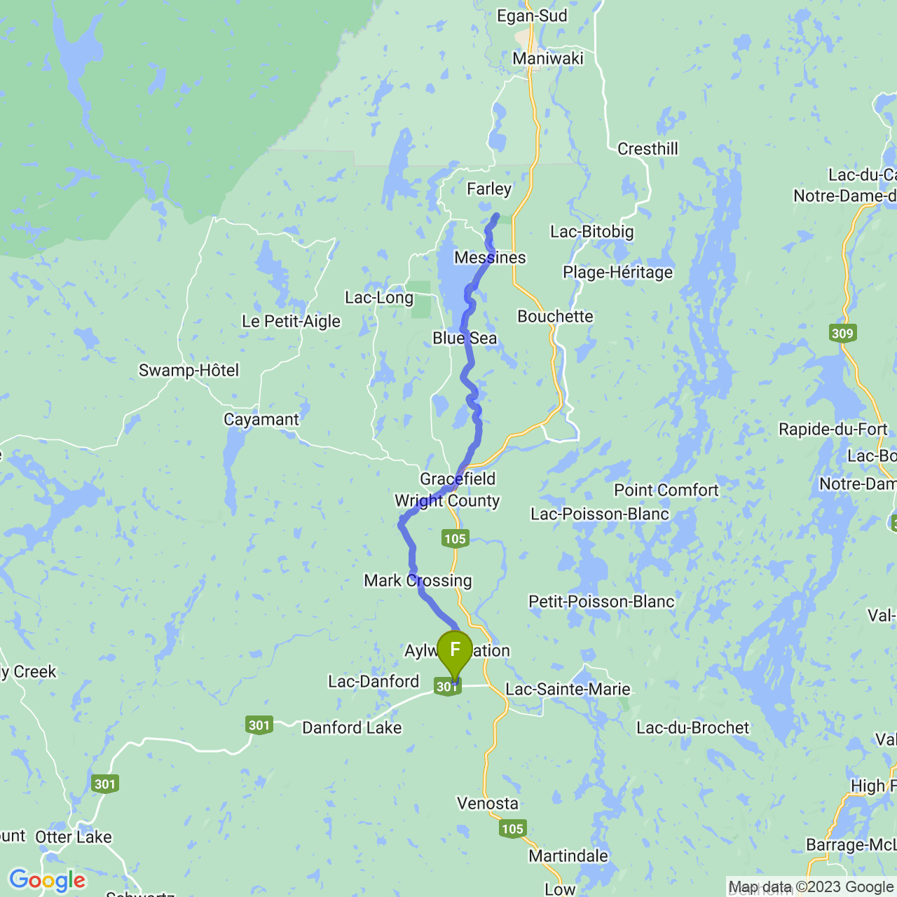 map of Véloroute des Draveurs with Kerianne