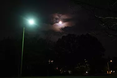 a street light at night