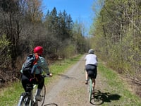 riding bikes on a trail