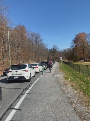 bikes passing all the cars