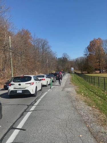 bikes passing all the cars