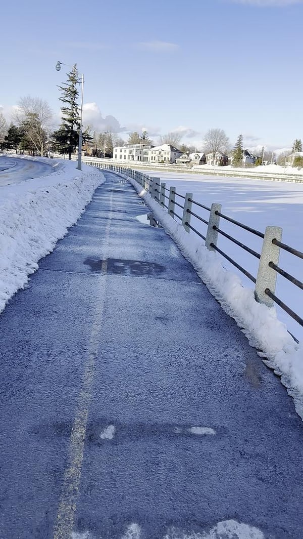 Riding by the canal in winter