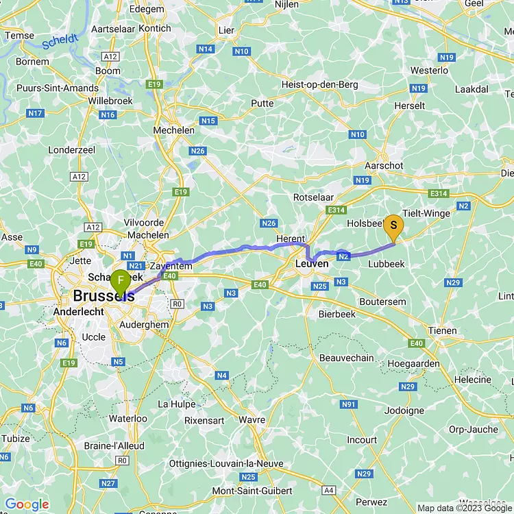 map of Day 2: Ride to Brussels