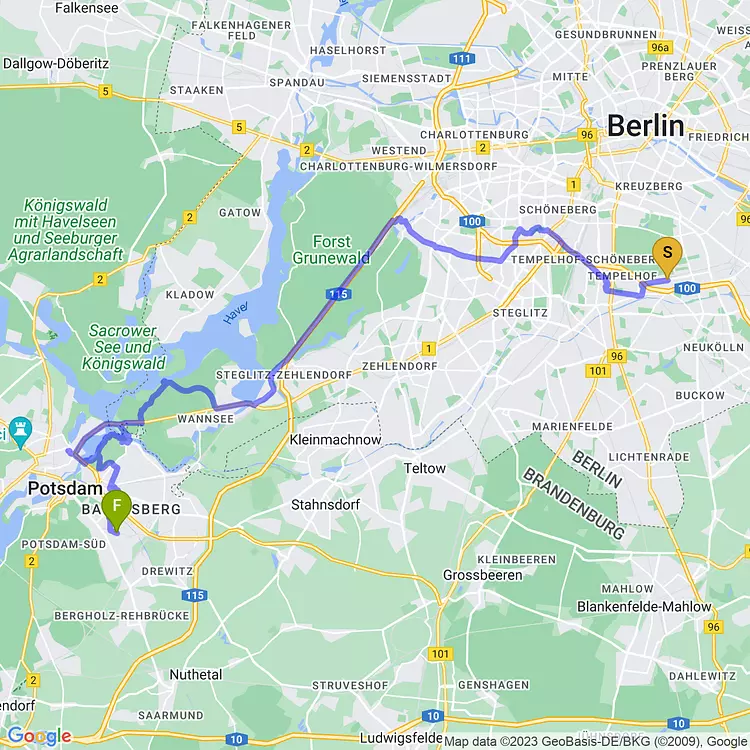 map of berlin -> postdam 