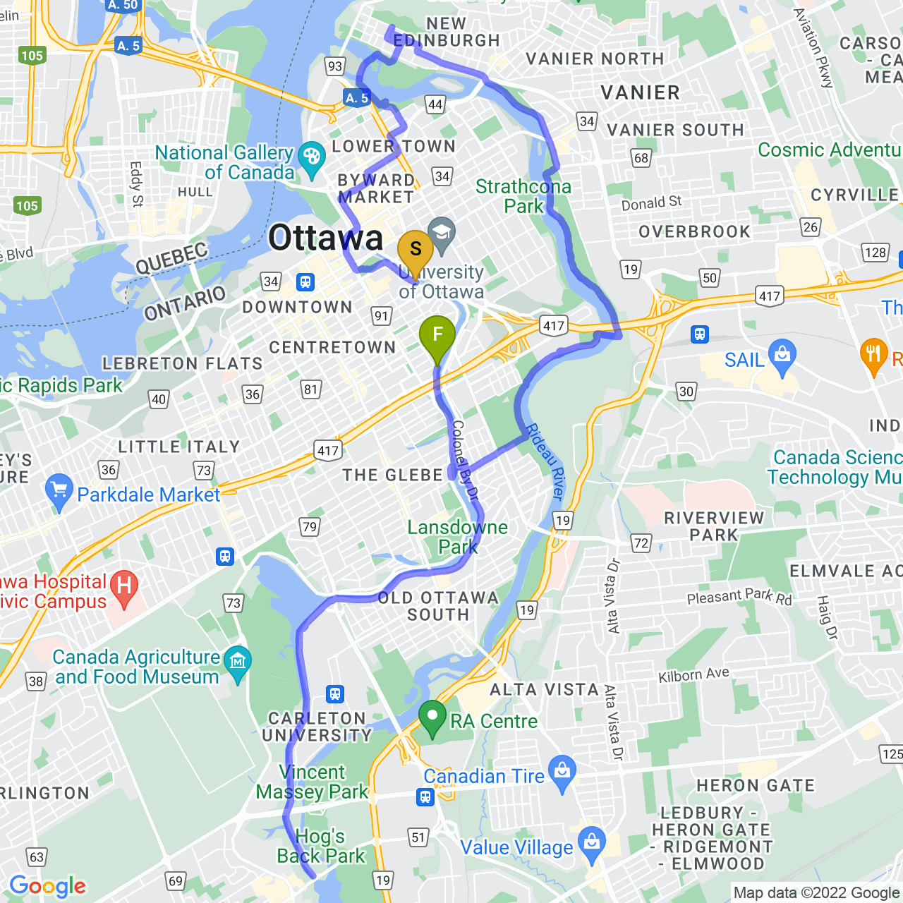 map of Evening Ride