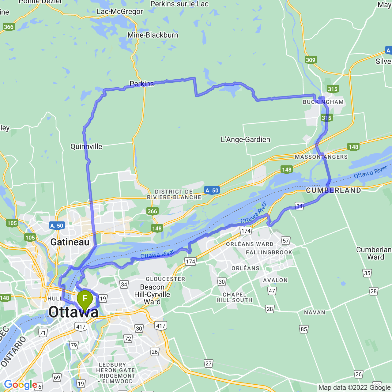 map of Epic Buckingham ride!