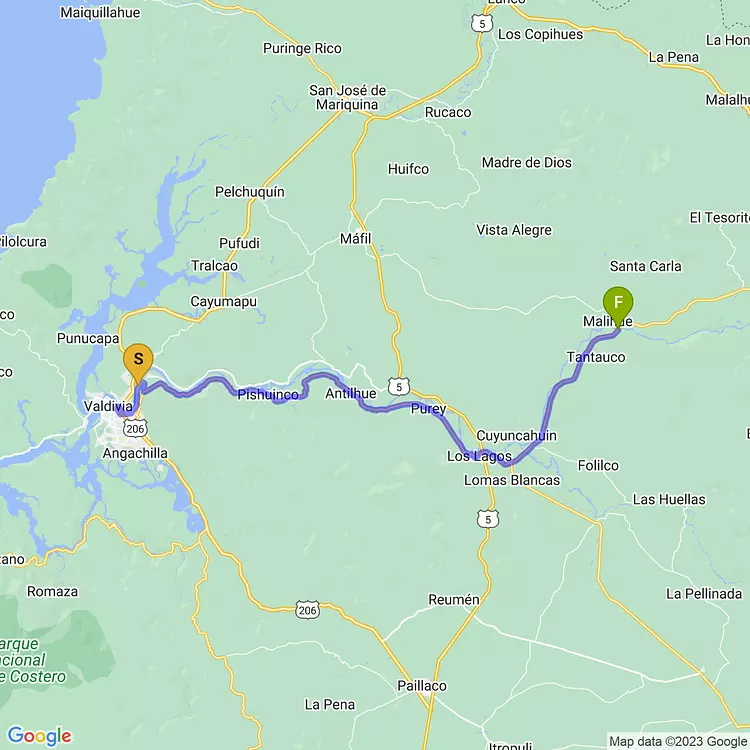 map of Brevet Valdivia: Accident Edition 🚑