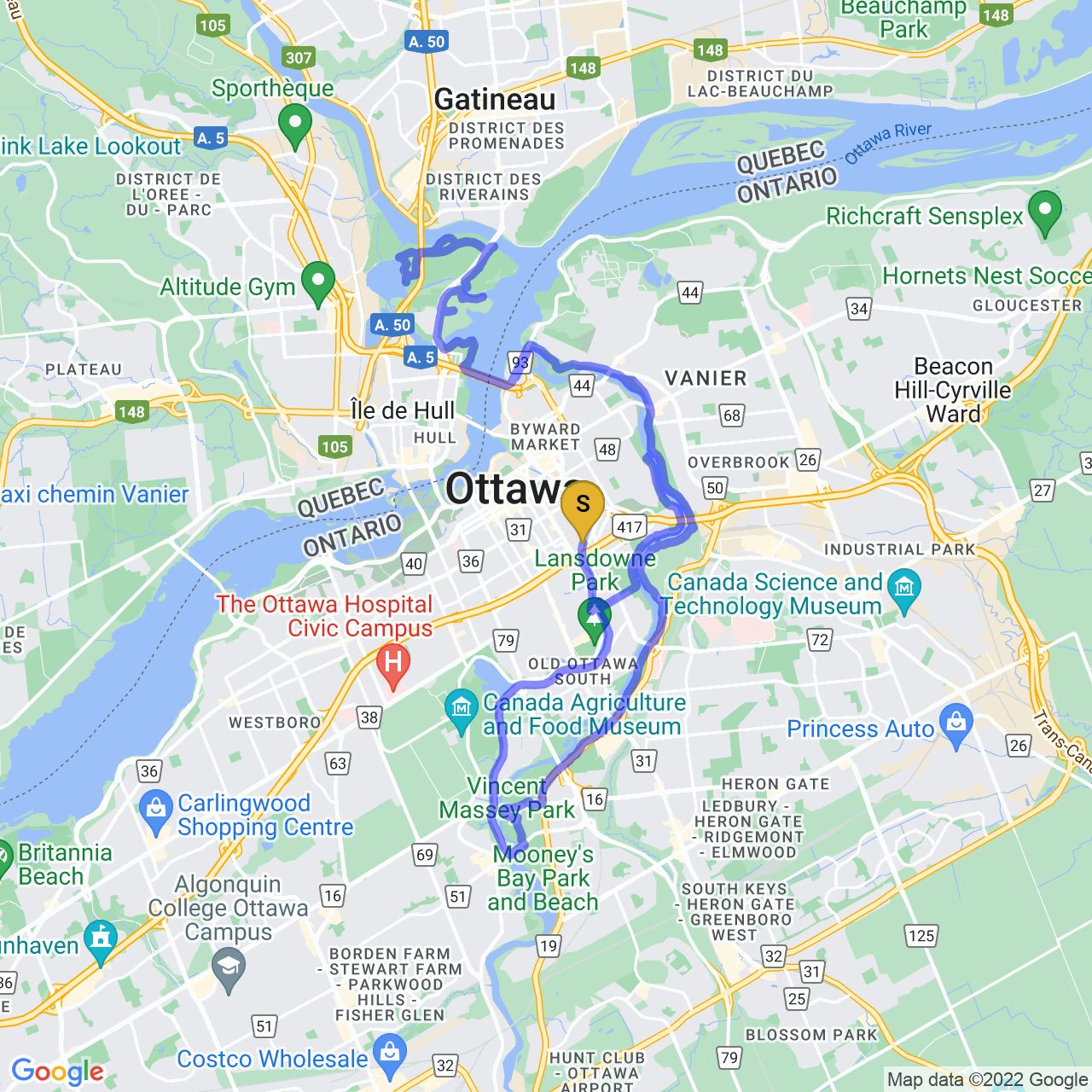 map of Afternoon Ride
