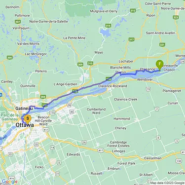 map of Ottawa to Plaisance