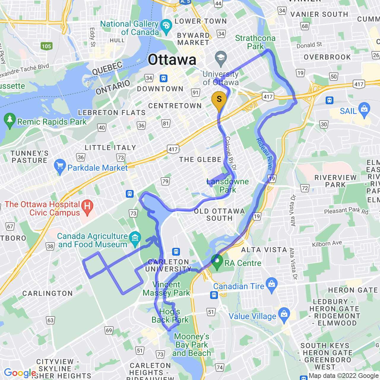 map of Wandering around Ottawa