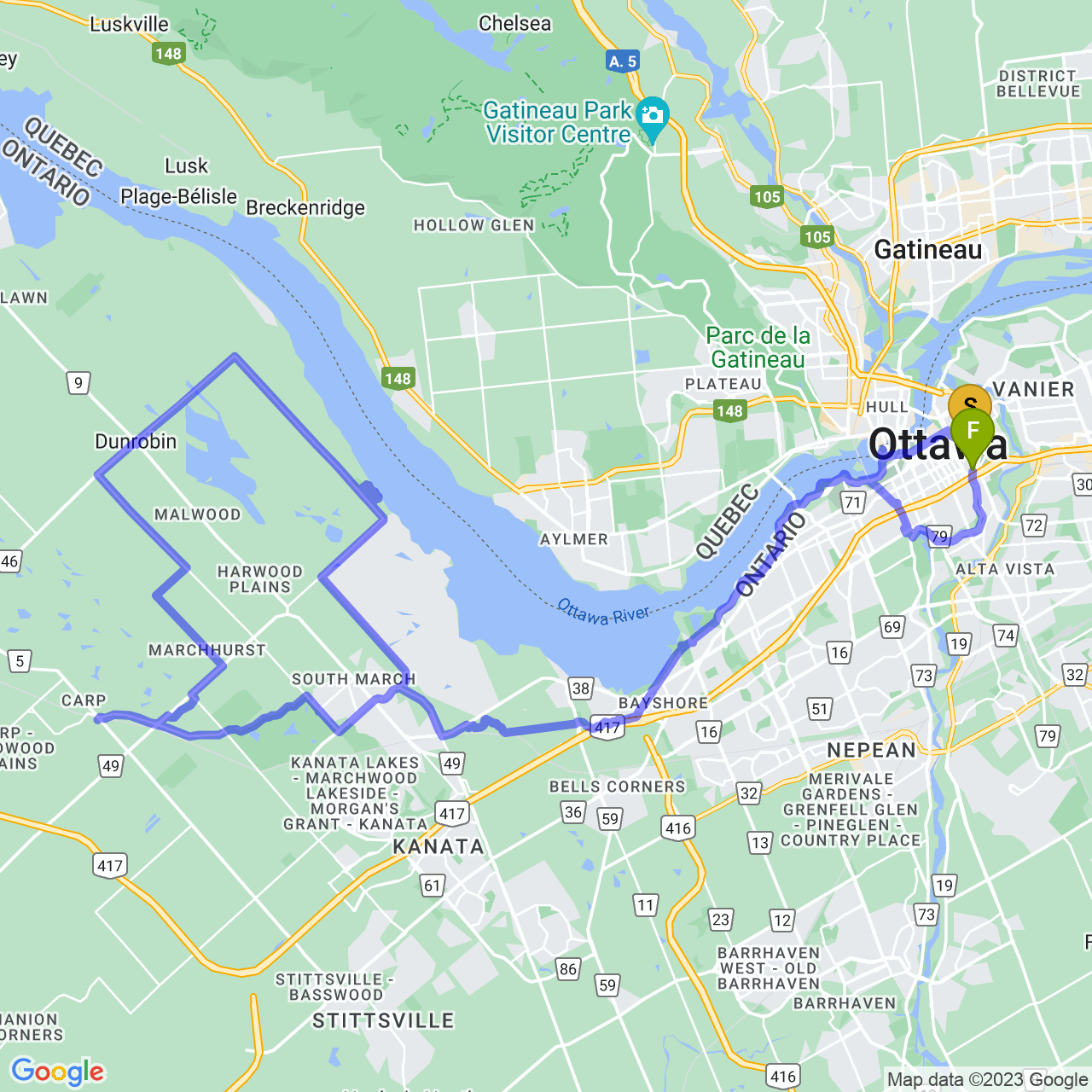 map of Dunrobin Carp