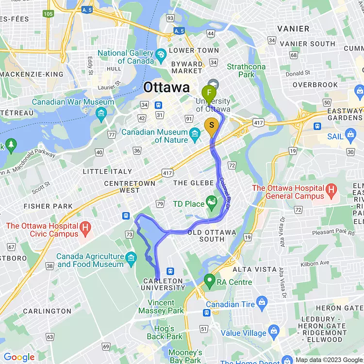 map of chill ride around the canal