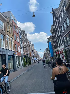 people riding bikes on Amsterdam