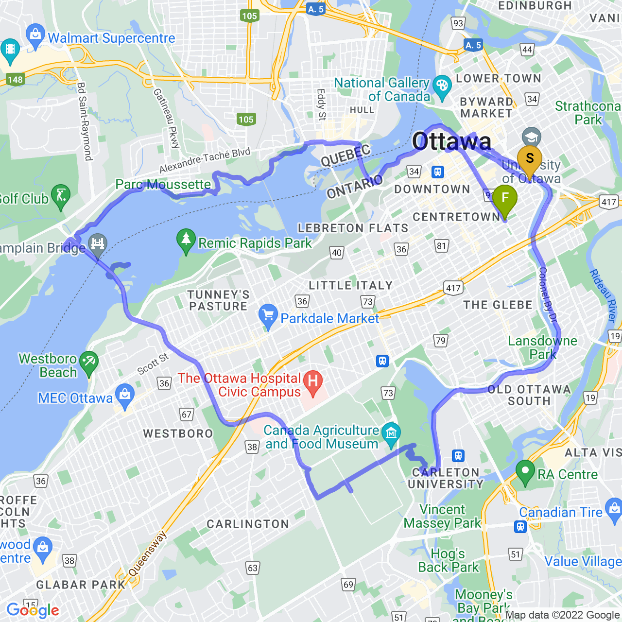 map of perfect summer night ride