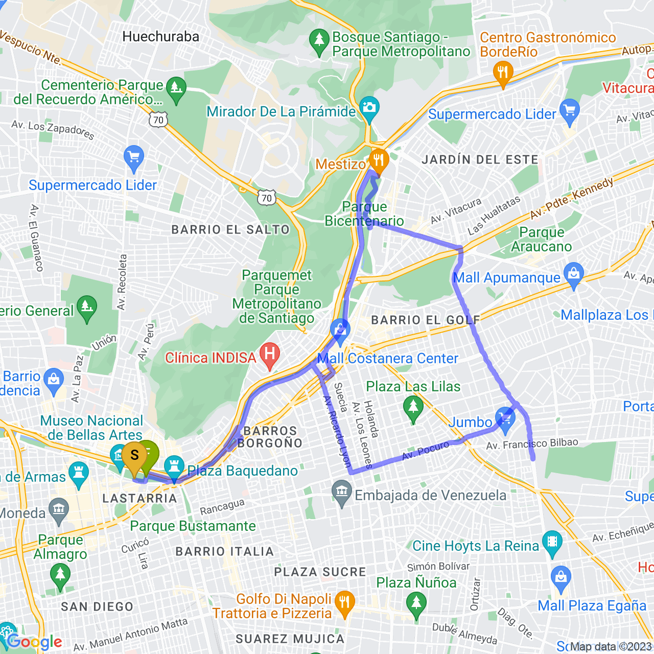 map of Santiago en Bici