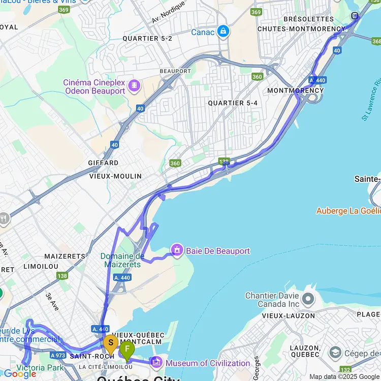 map of Montmorency Falls 🤙