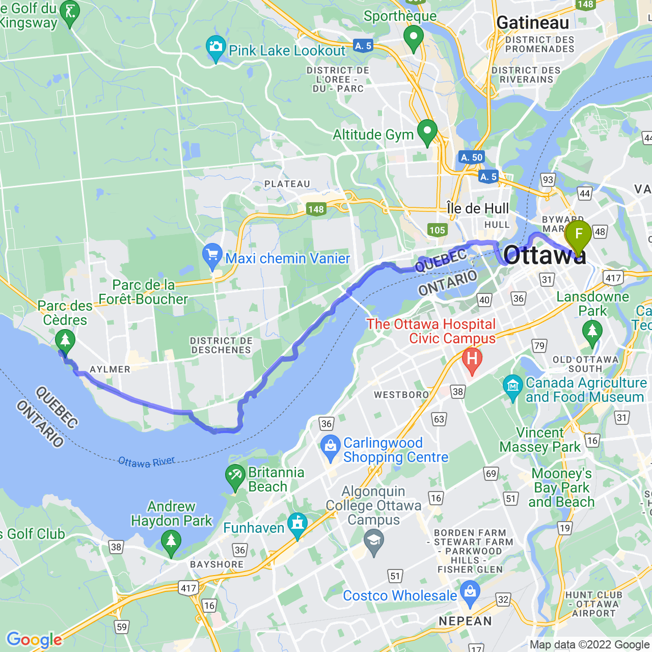 map of Visiting Aylmer