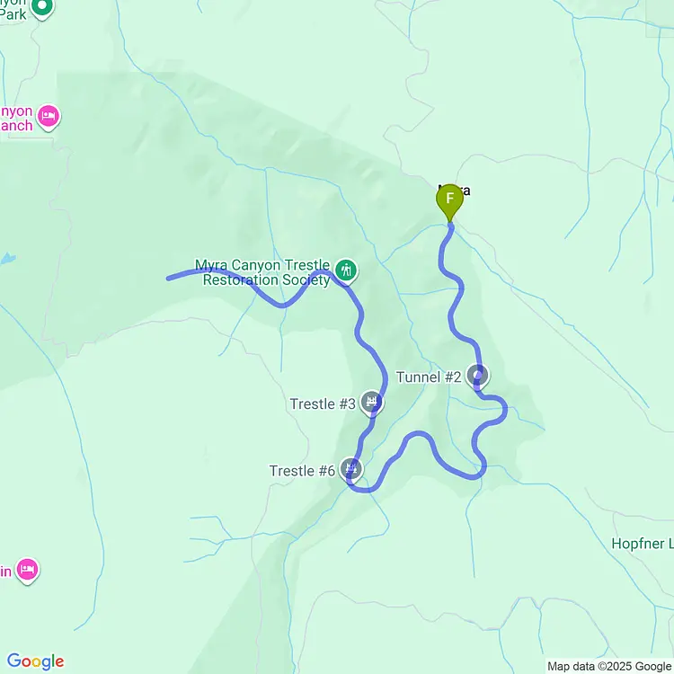 map of Exploring the Trestles at Myra Canyon