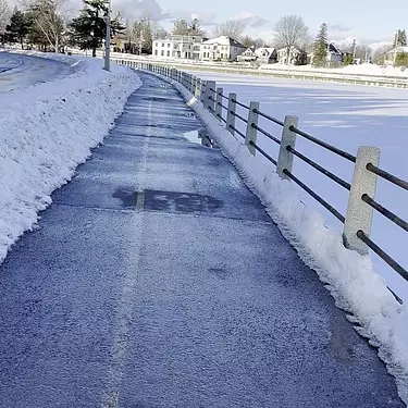 Riding by the canal in winter