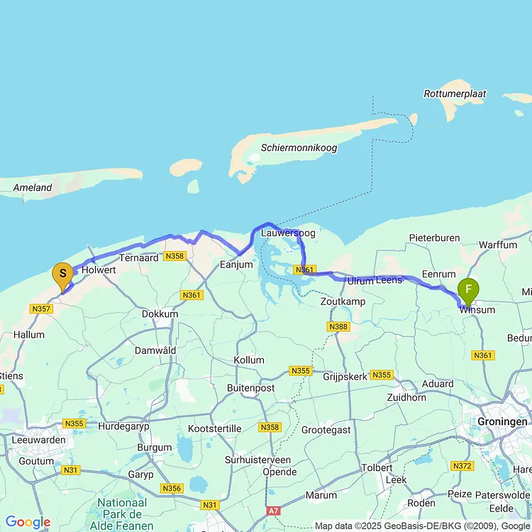map of to Winsum #eurobiketrip