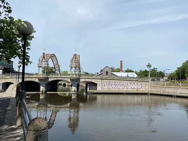 a bridge over a river