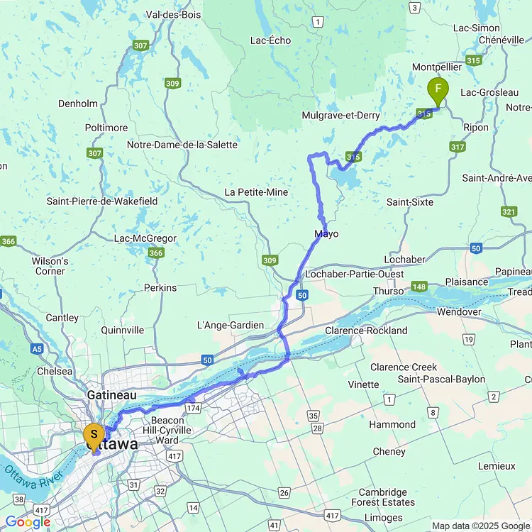 map of Tour de Petite Nation - Day 1