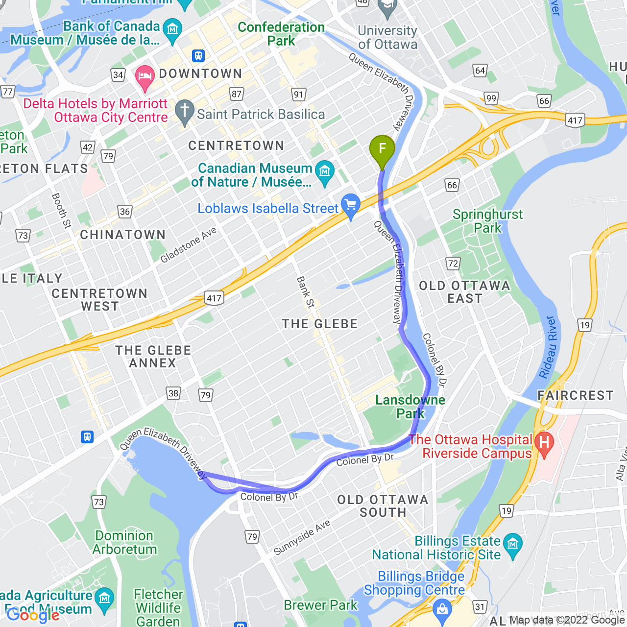 map of Evening Ride