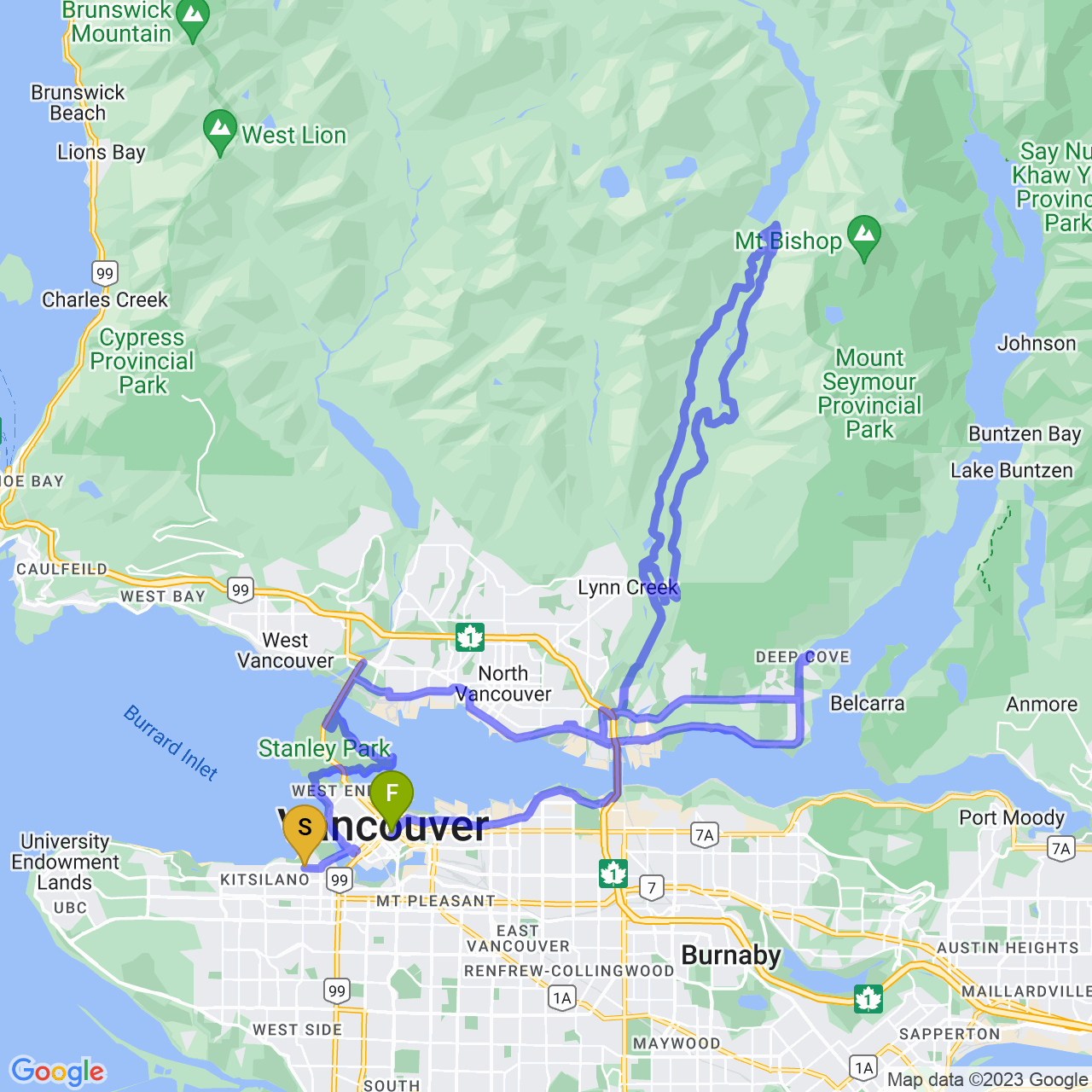 map of Exploring North Vancouver